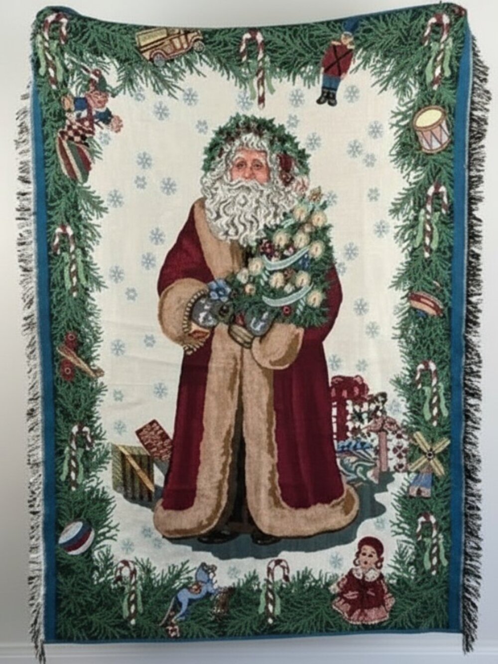 Goodwin Weaver Old World Christmas Santa Tapestry Throw Blanket